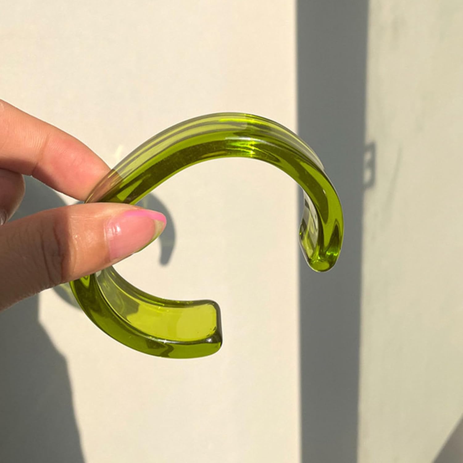 Sweet Colorful Transparent Acrylic Open Resin Lightweight Geometric Chunky Thick Thin Wide Irregular Cuff Bangle Bracelet Vintage Cute Jewelry for Women - Image 2