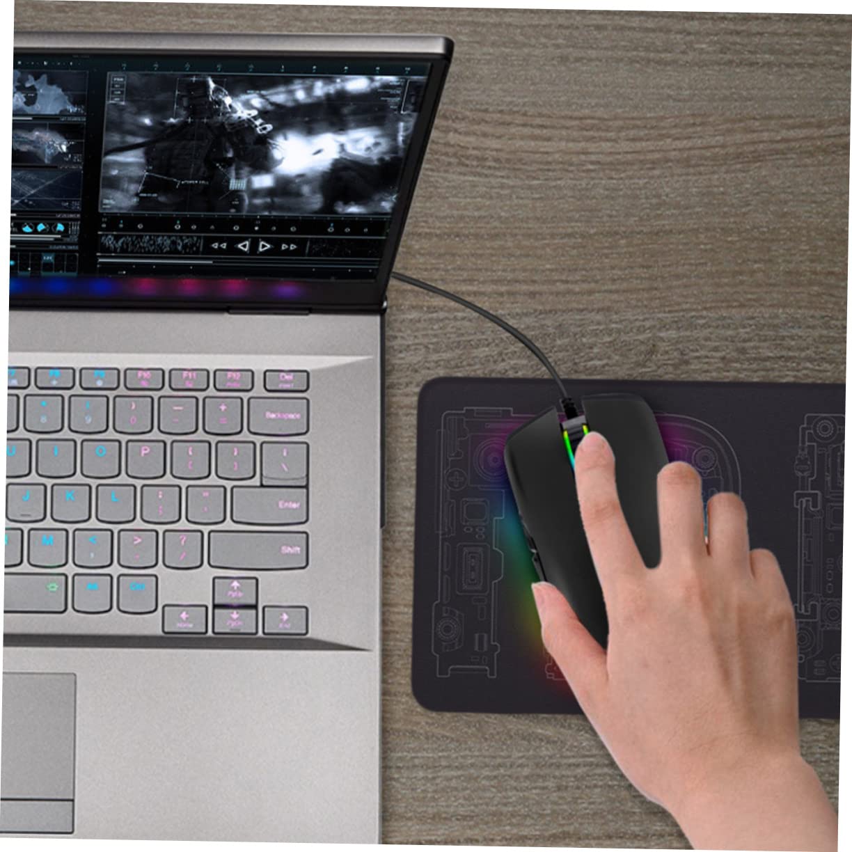 NUOBESTY Mouse Da Gioco Usb c Cablato Tasti Programmabili Rgb Retroilluminato Ottico Dpi Regolabili Ergonomico Per Pc e Laptop