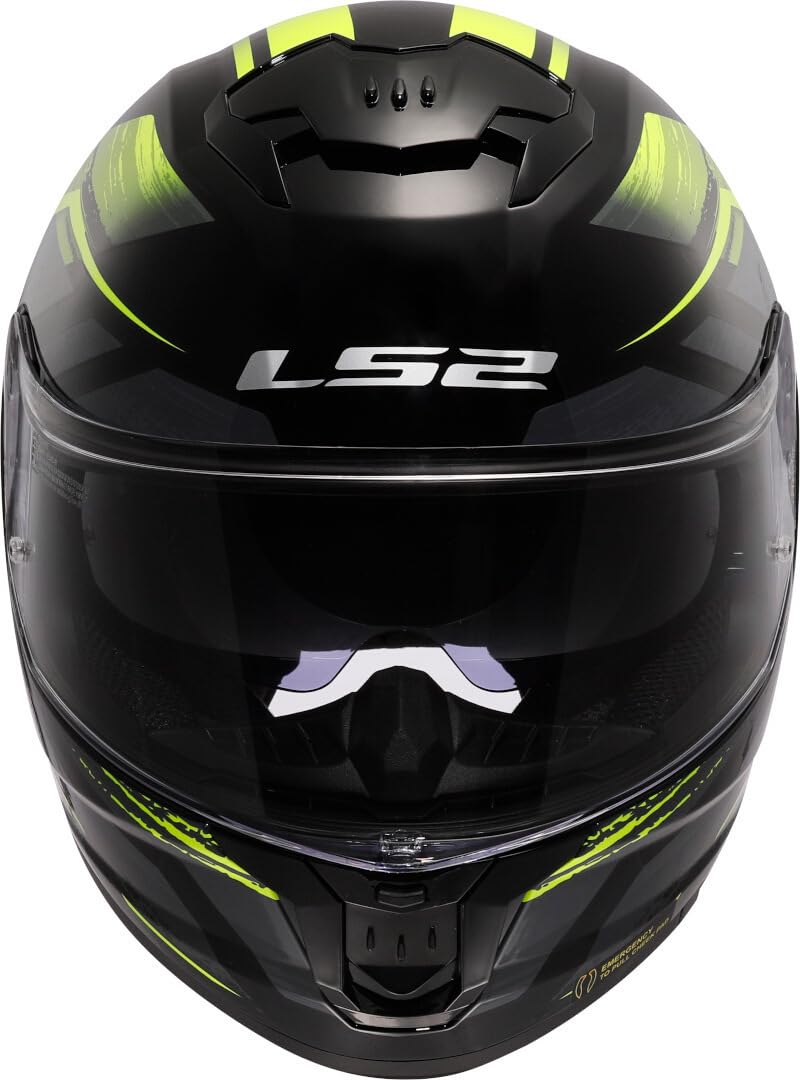LS2, Casco Moto Integrale STREAM II FURY Gloss Black H-V Yellow, L