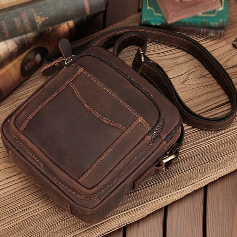Leather Men's Single Shoulder Crossbody Bag Retro Casual Cowhide