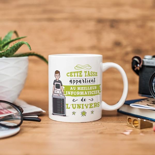 Mugffins Informaticien Tasses Originales de café et Petit-déjeuner à Donner Travailleurs Professionnels - Cette Tasse Appartient au Meilleur Informaticien de l'univers - Céramique 350 ML - 3