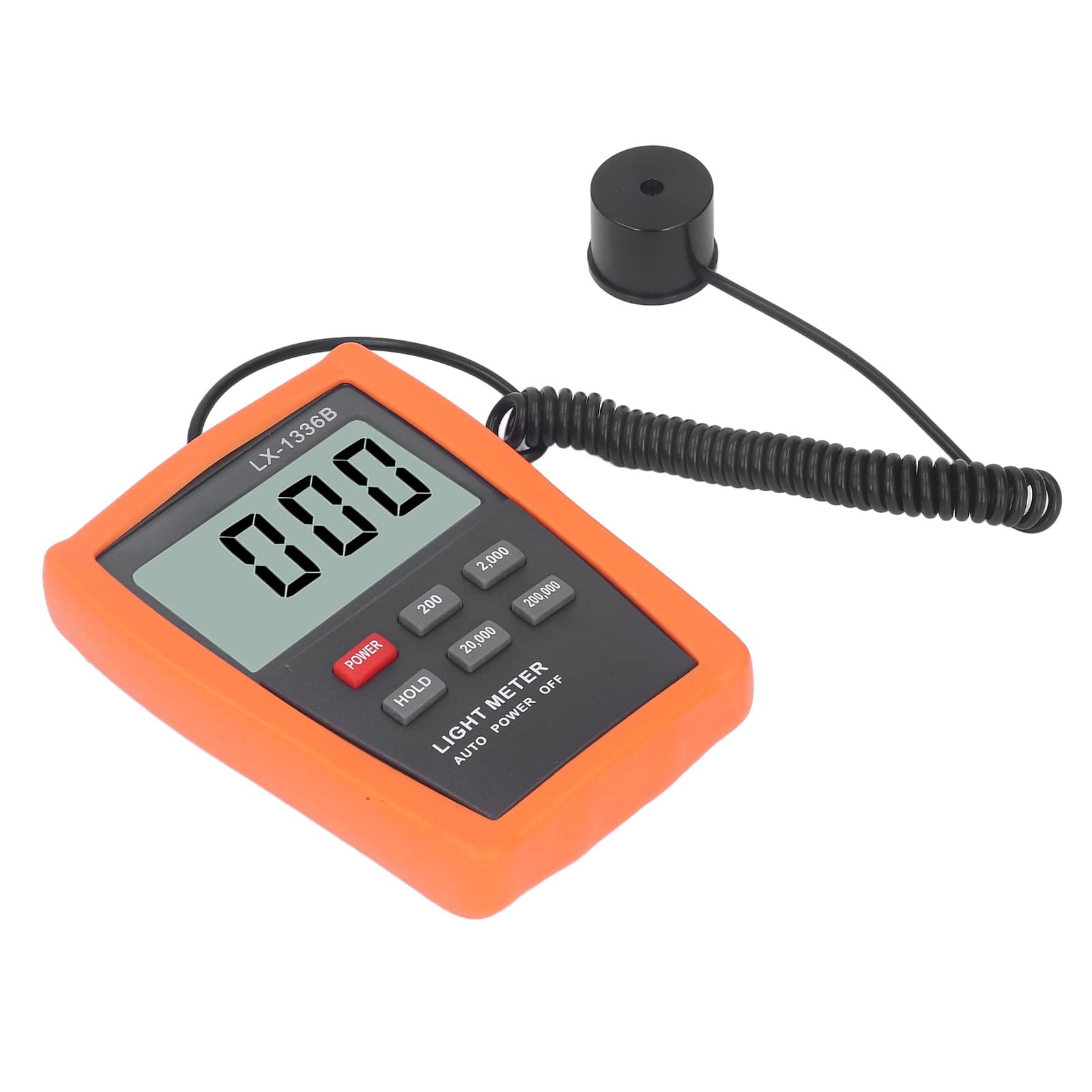 Medidor de Luz Digital LCD, Medidor de Luz de Iluminancia ABS con Sensor de Fotocélula de Silicio, 10 a 200000 Cd o M2, Retención de Datos, Apagado Automático para Pruebas de Pantalla de