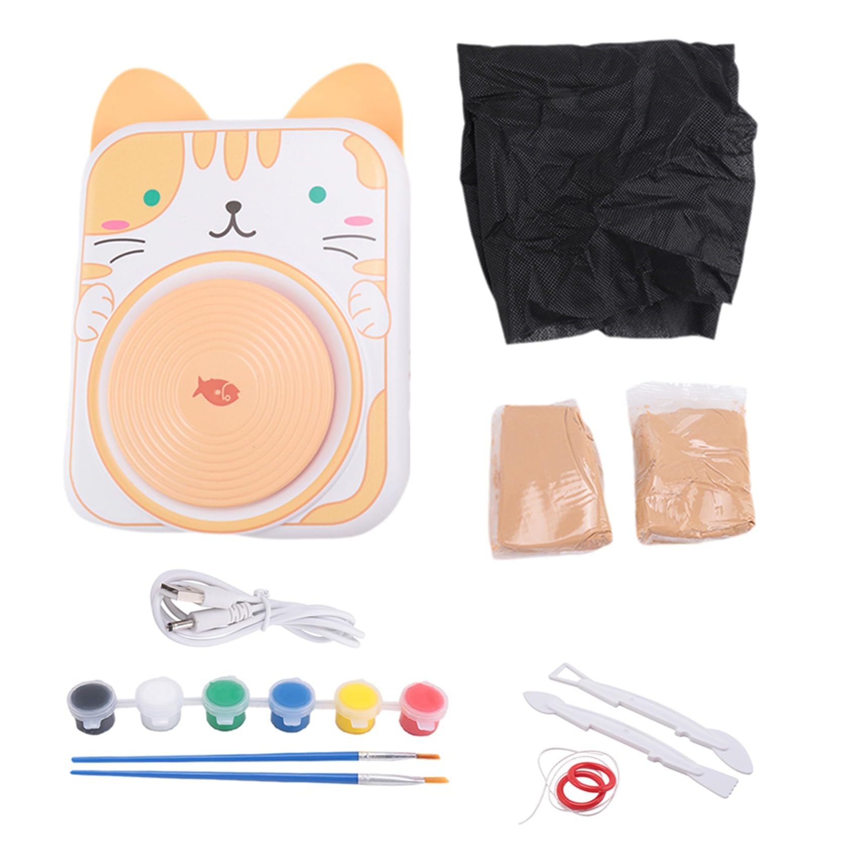 PEKKA Roue de Poterie pour Enfants - Outils de Sculpture en Argile et Kit de Peinture, Kit de Bricolage pour Débutants, Lot de 6 Pâtes à Modeler, Kit D'Artisanat