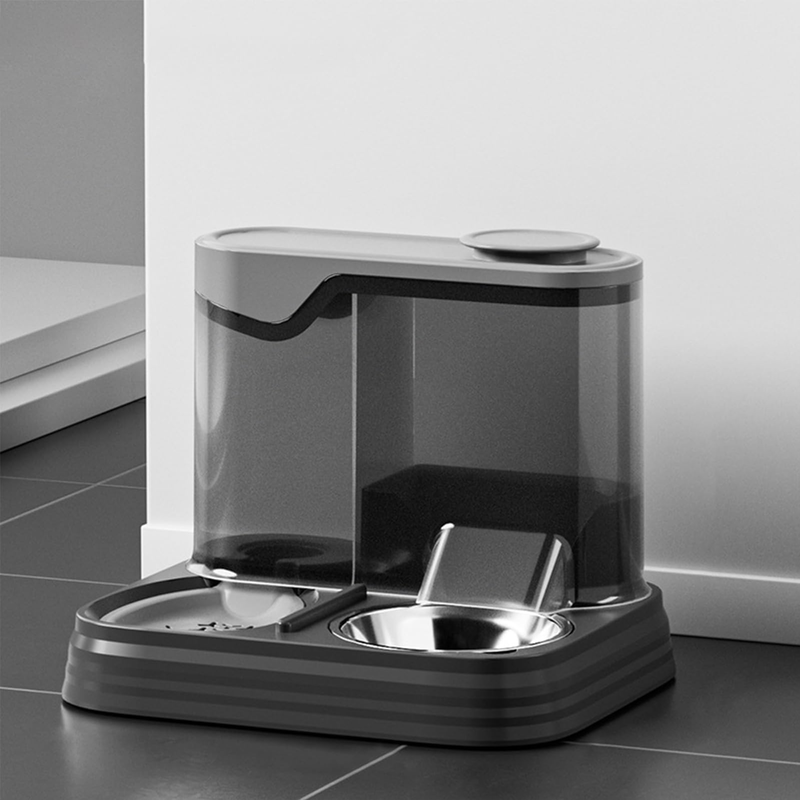 Comedero automático para Gatos， Comedero automático for Gatos y Perros | Bebedero for Mascotas, Ideal for Uso doméstico en Interiores Vacaciones(Black)