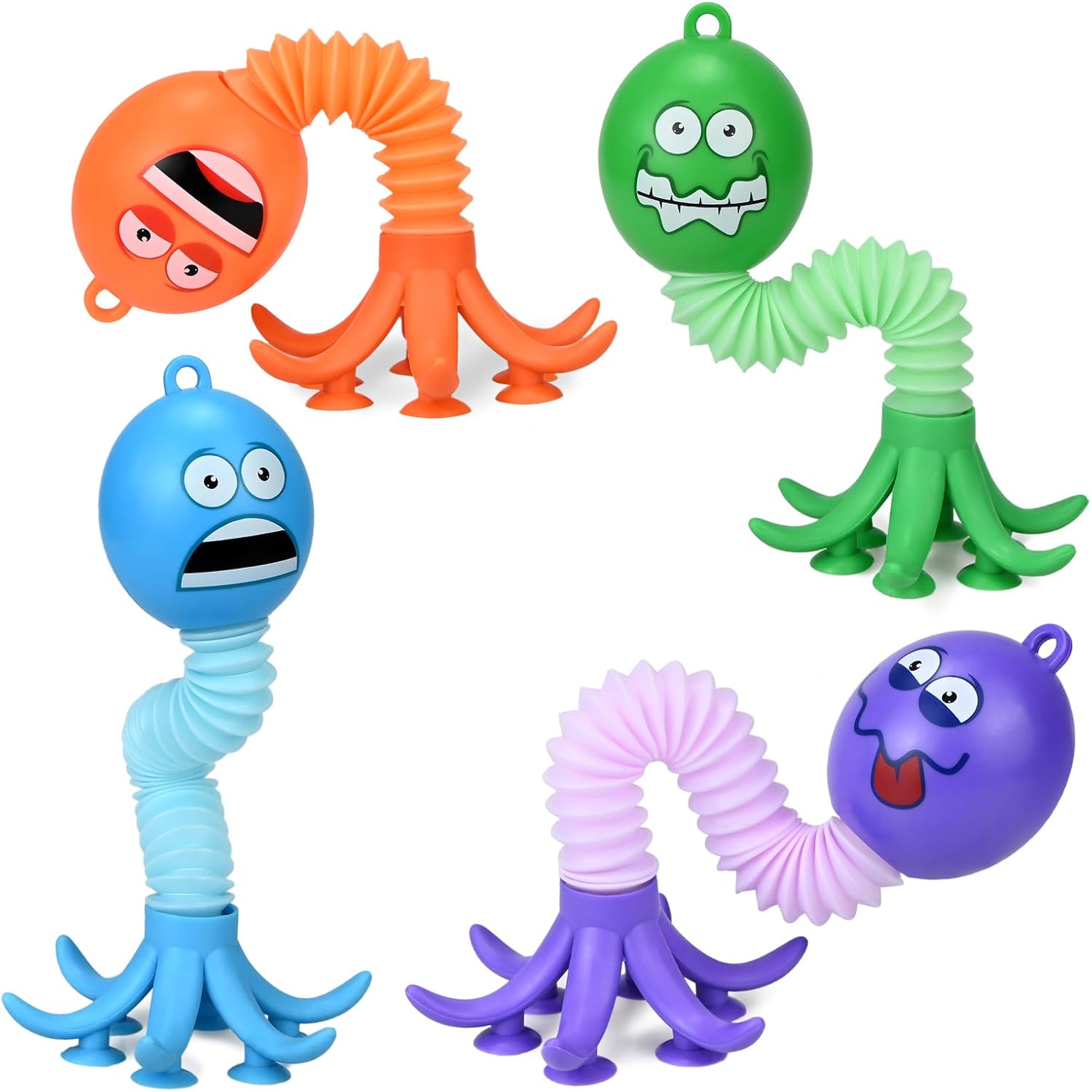 COLEGRY Pop Tubes Octopus Toys (4 Pack), Telescopic Suction