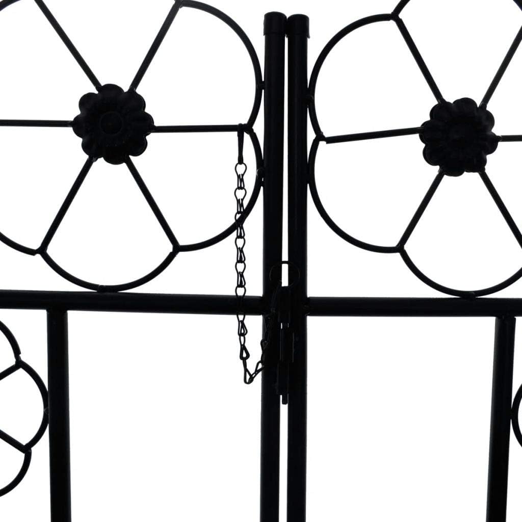 Tidyard Garden Arch, Black Iron 7.5 ft Tall Outdoor Arch with Doors for Climbing Plants, Powder-Coated Metal Garden Gate for Patio and Yard Decor
