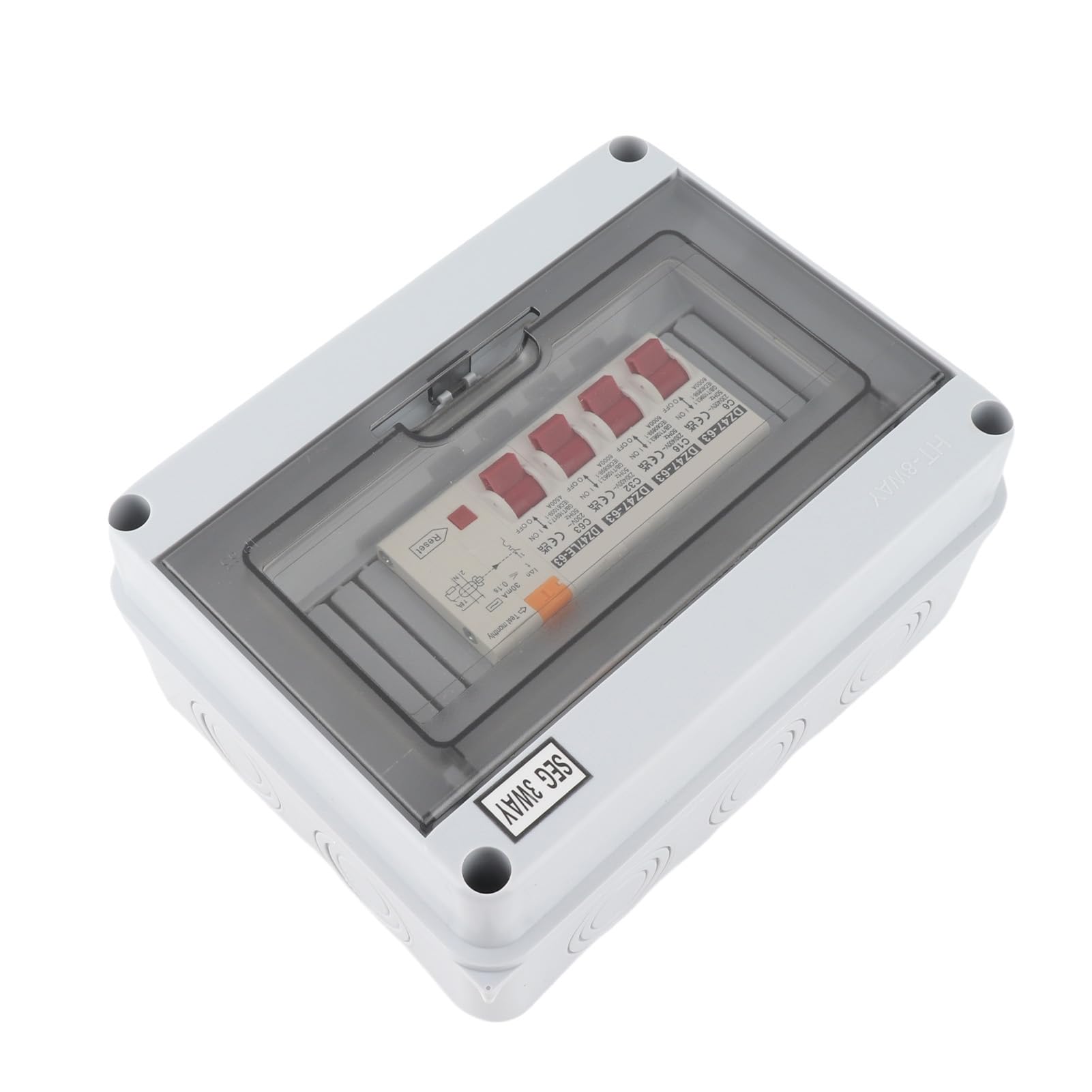 Unidad de Consumidor de Caravana de Garaje de 3 Vías, 63A 30mA RCD + 3MCB (6A+16A+32A) Caja de Fusibles de Alta Capacidad de Rotura para Garajes, Caravanas, Talleres, Dependencias