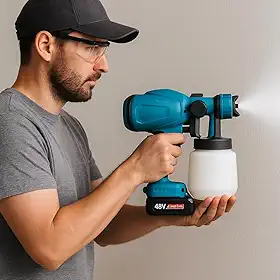 Pistola de Pintura Elétrica Sem Fio 21V 800W com 2 Baterias 2000mAh, Motor de Cobre, Tanque 800ml, 3 Padrões de Spray – Kit Profissional para Paredes, Móveis e Reformas