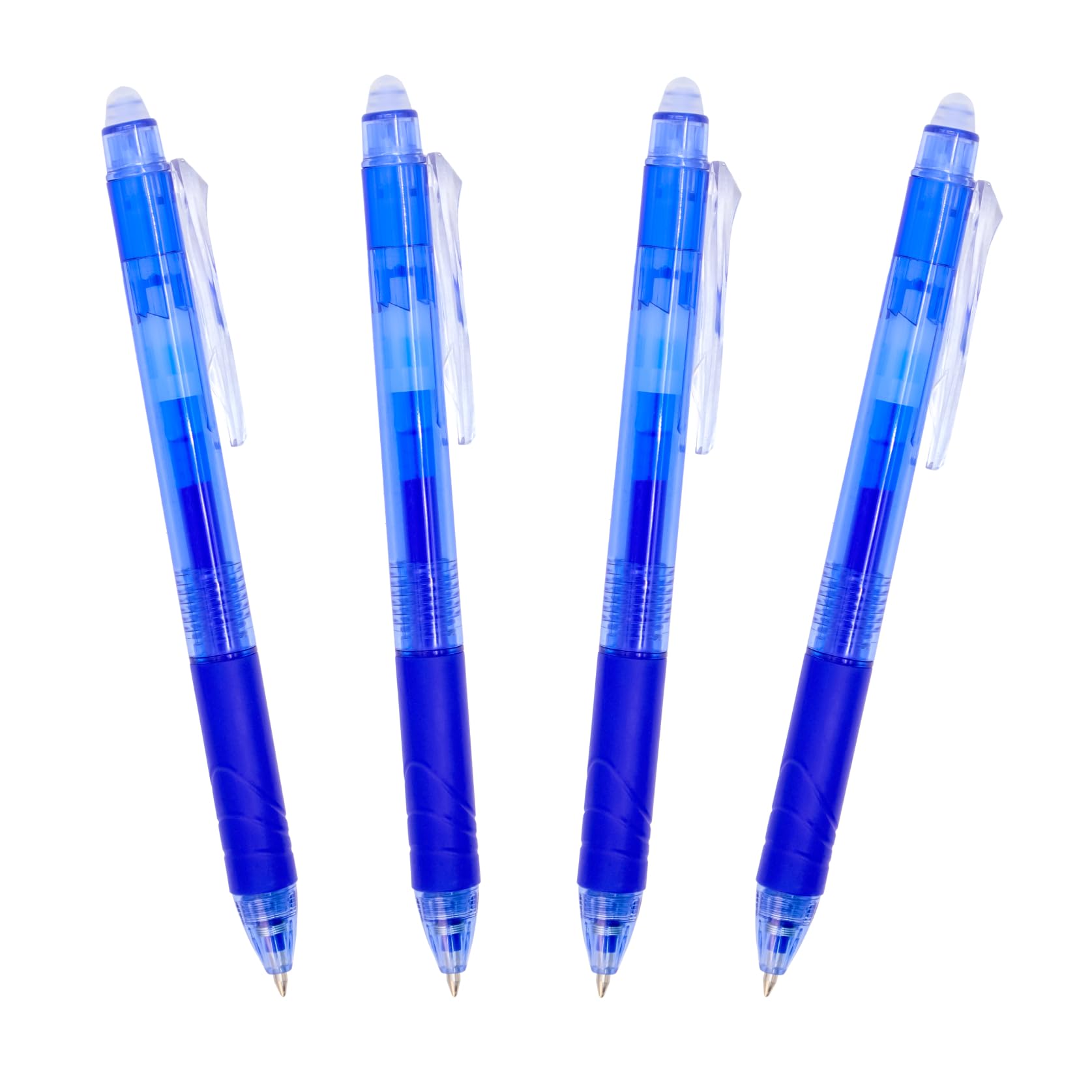 RAYLU PAPER® - Pack of 4 Retractable Erasable Ballpoint Pens, with Hybrid Gel Ink, Blue and 0.7mm Stroke (4 Pens)