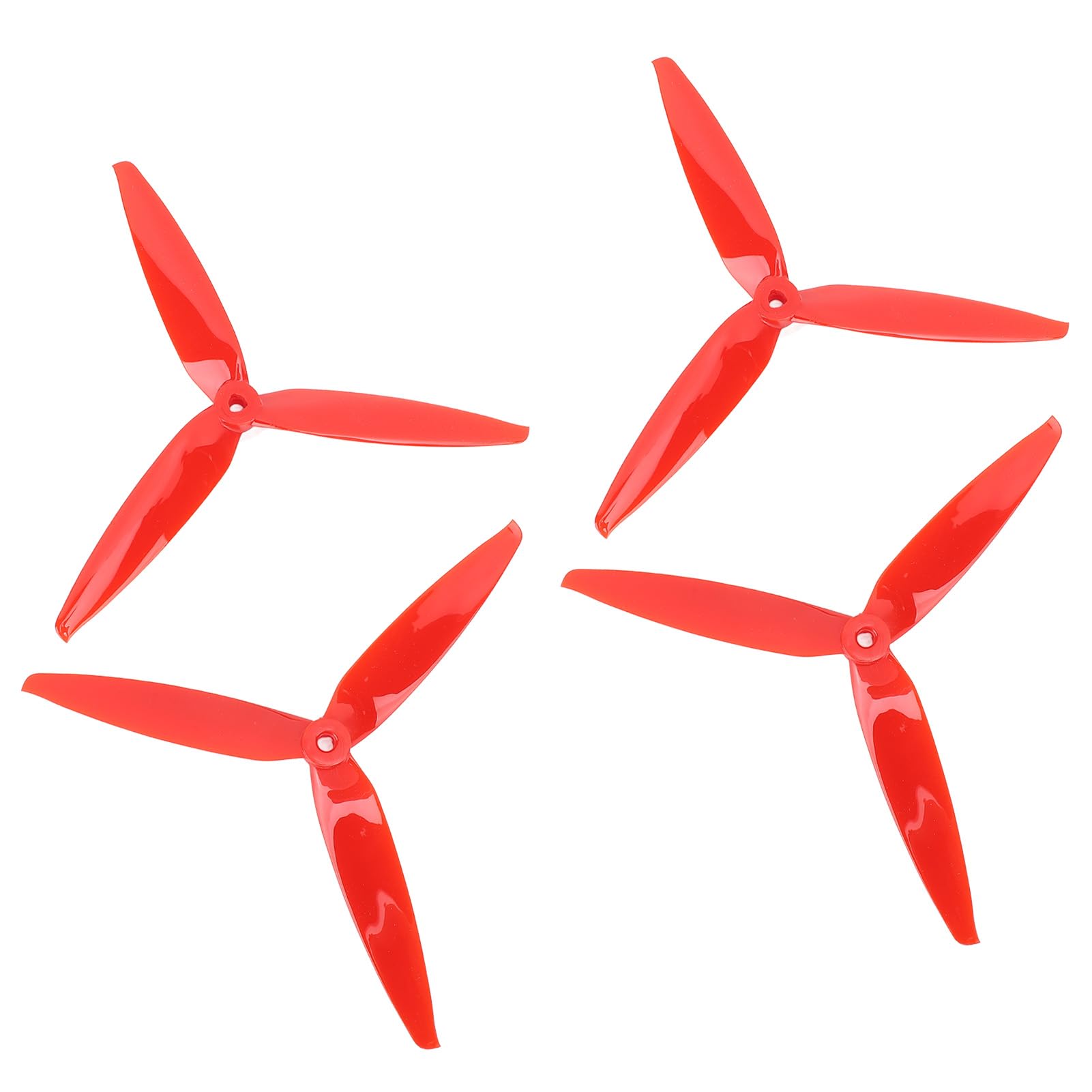 POENVFPO RC Tri Blade Propeller, 4PCS 7-8 Inch Polycarbonate RC Drone Tri Blade Propellers Impact Resistant Blade Propeller with 3 Blades (Red)