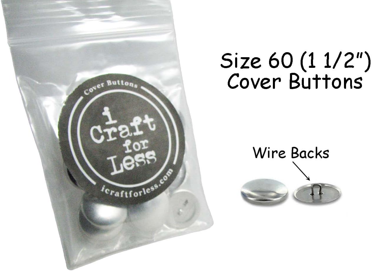 Cover Buttons - 1 1/2" (SIZE 60) - WIRE BACKS - QTY 200