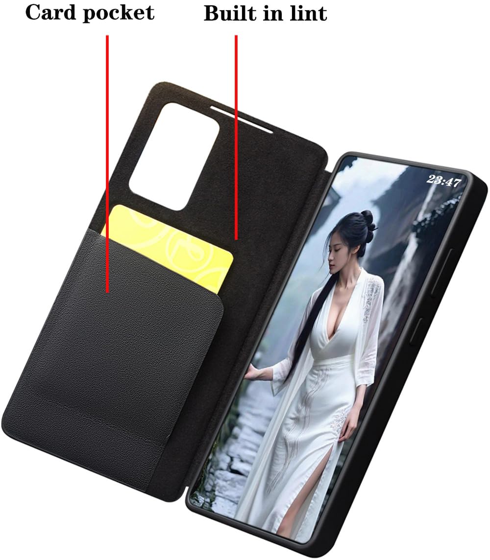 Skórzane Etui Smart do Samsung Galaxy S26 Ultra. Automatyczne Usypianie/Budzenie, Pokrowiec na Telefon, Inteligentny Futerał do Samsung S 26 Ultra -Czarny