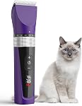 oneisall Cat Clippers for Matted Hair, 5-Speed Quiet Cat Grooming kit | Waterproof, 49dB Low Noise, 120min Long Battery Life LCD Display, 4 Guards With Comb and Scissor, For Long Thick Matted Hair
