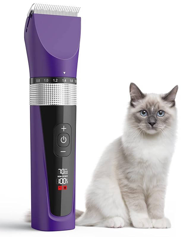 Máquina de tosa para gatos oneisall YP-7268 com 5 velocidades, lâmina ajustável e kit Roxo