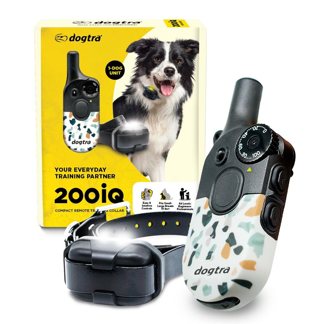 Dogtra 200iQ Remote Training E Collar – 100 Levels, Tone, Vibration, 1/2 Mile Range – Compact, Waterproof, One-Handed Control for Dogs 10 lbs+ –