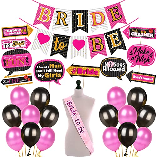 Image of Party Propz Pink Bride to Be Decoration- 37 Pcs Bride to Be Decoration Set Combo | Bachelorette Party Decorations | Bride to Be Banner | Bachelorette Party Props, Bride to Be Sash | Bride to Be Props