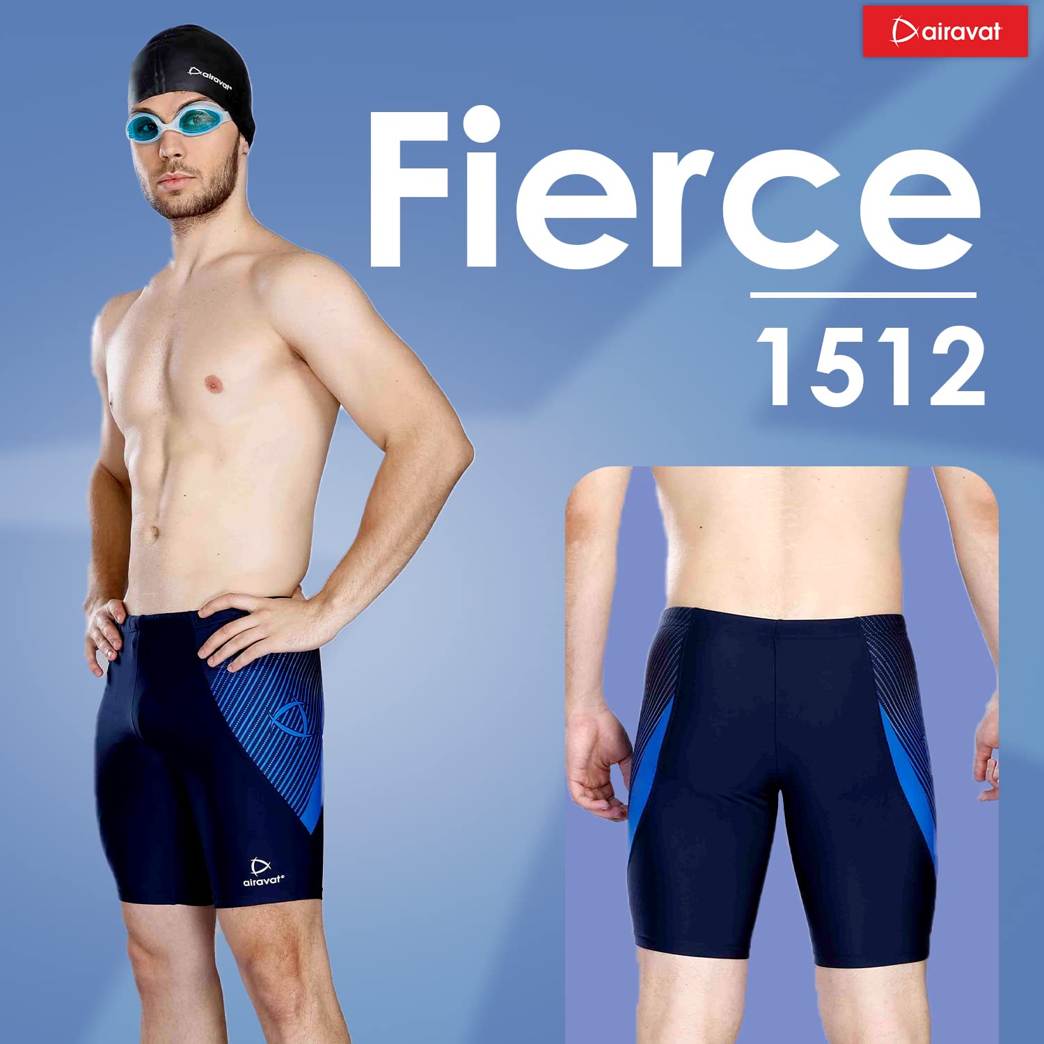 AIRAVAT Swimming Jammer, Swim Wear, 1512 Fierce Swimming Short for Men, Quick Drying,Swimming Costume for Men (3XL, Blue) 3