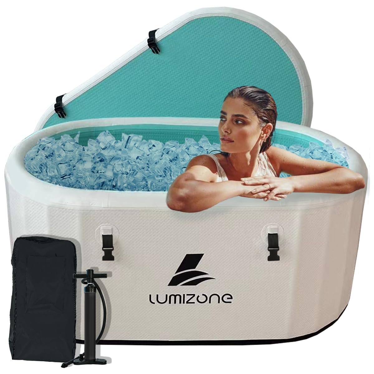 Foto de Lumizone Inflatable Cold Plunge Tub 132 Gallons Capacity Ice Bath Portable Ice Bath Tub Compatible With Water Chillers with Lid Drop Stitch PVC Double Layer Seals Oversized for Athletes (imagen 1)
