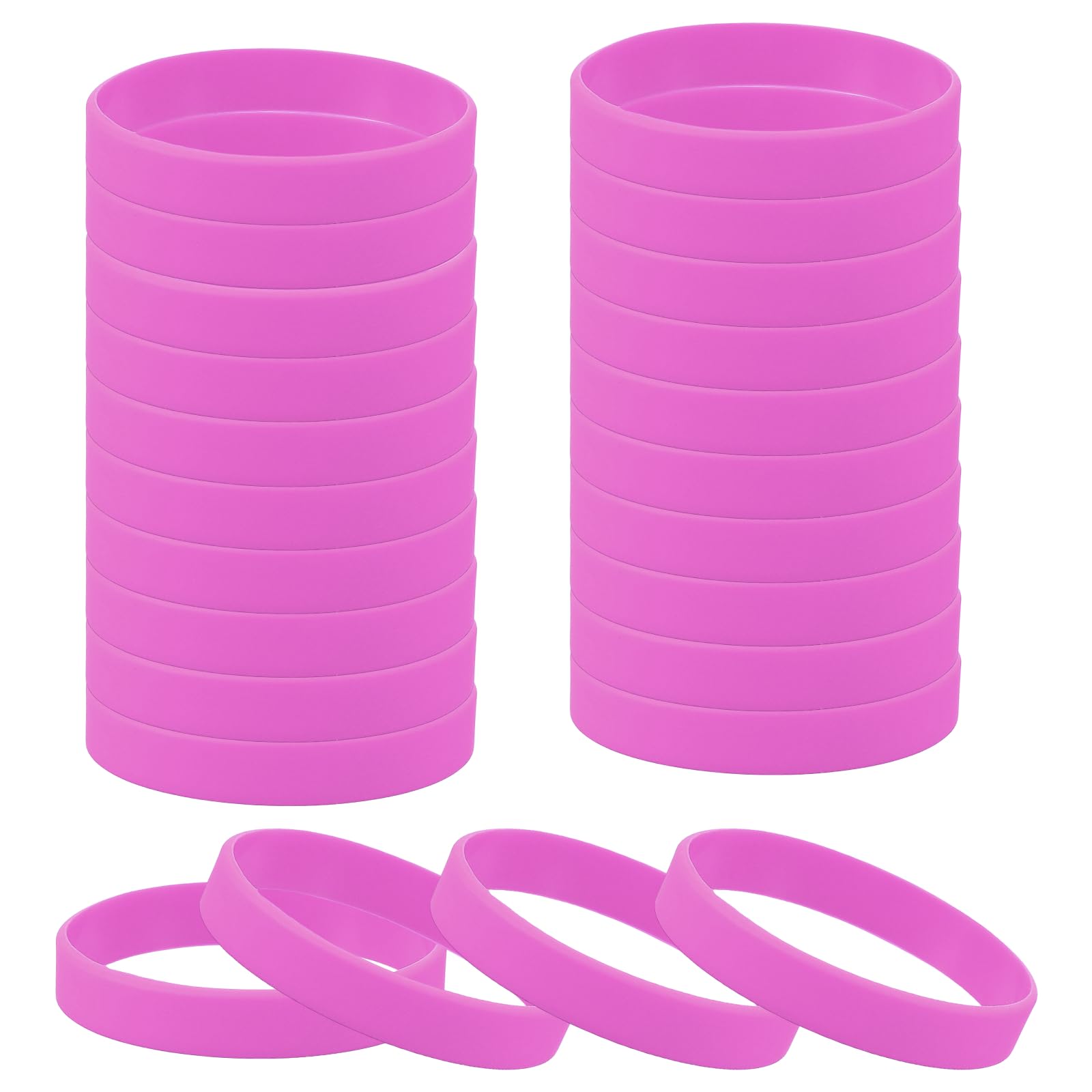 sourcing map 24 Pcs Rubber Bracelets, Unisex Silicone Bracelet Colored Elastic Sports Wristbands for Adults Teen Sports Team Games Parties Fashion Decorations, Purple Red