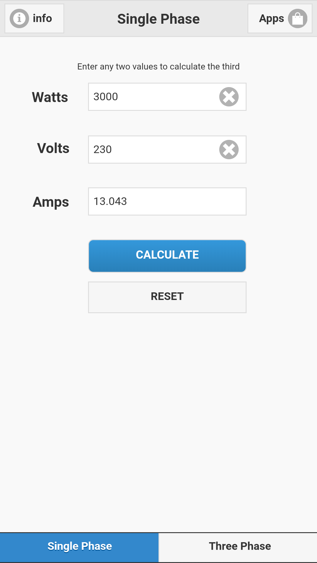 Watts Amps Volts Calculator App on Amazon Appstore
