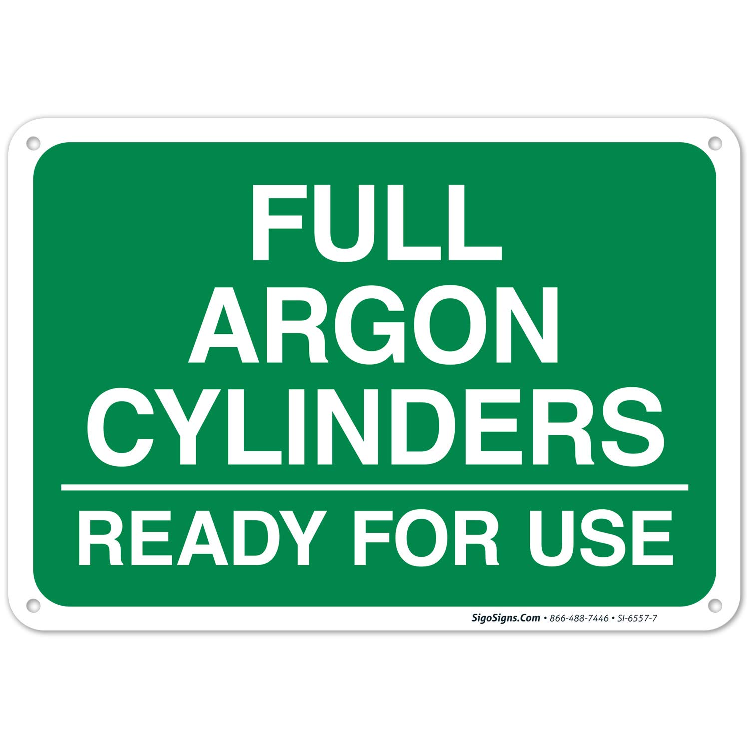 Full Argon Cylinders Sign, 10x7 Inches, 55 mil Thick HDPS (high Density polystyrene), Made in USA