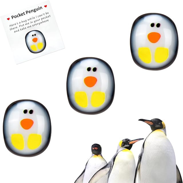 Dacitiery 3pcs A Little Pocket Penguin Hug, Cute Penguin Gifts Keepsake Ornament Pocket Hug Animal Decoration, Special Encourage Gifts for Birthday Wedding Party