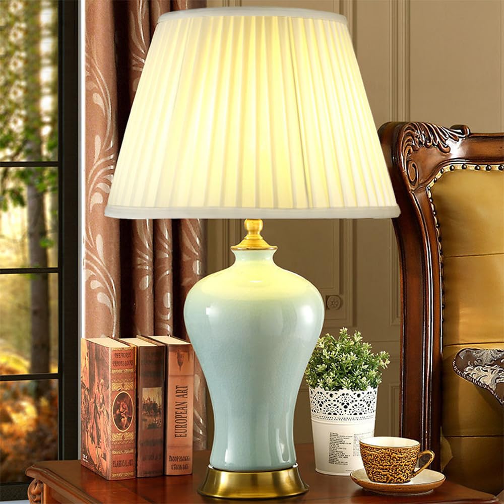 Contemporary Ceramic Table Lamp LED American Village Living Room Bedroom Study Villa Hotel Retro Creativity Bedside Desk Lamp (Style 21)