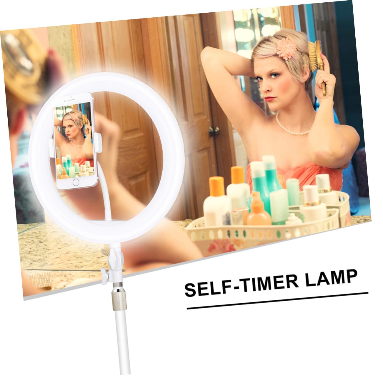 Gatuida Lampada Selfie LED Supporto Regolabile in Ferro e Plastica da 10 Pollici Luce Bianca Alimentazione USB e Risparmio Energetico per Live Streaming per Fotografia e Video