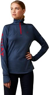 ARIAT Womens Team Gridwork 1/4 Zip Baselayer - Navy