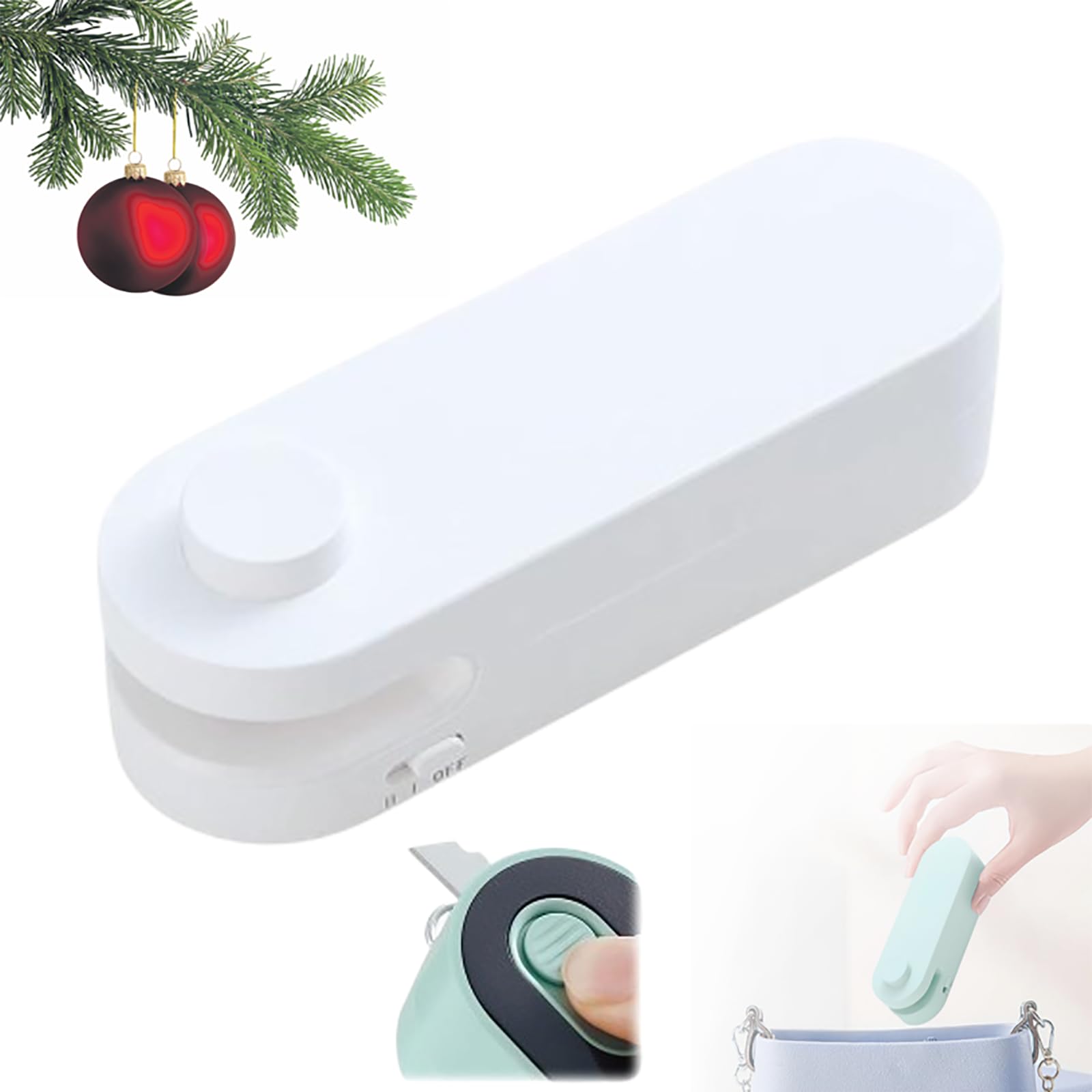 2024 Upgrade 4 in 1 Bag Cutter and Sealer - Portable Mini Sealer, USB Rechargeable, Heat Seal Tool for Snack Bags (White, 1Pack)