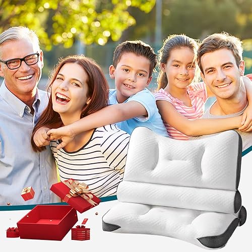 Miniatura 9 de AIIONP Almohada ergonómica ultra cómoda para el cuello, almohada de cama para dormir, almohada cervical ergonómica para aliviar el dolor (azul)