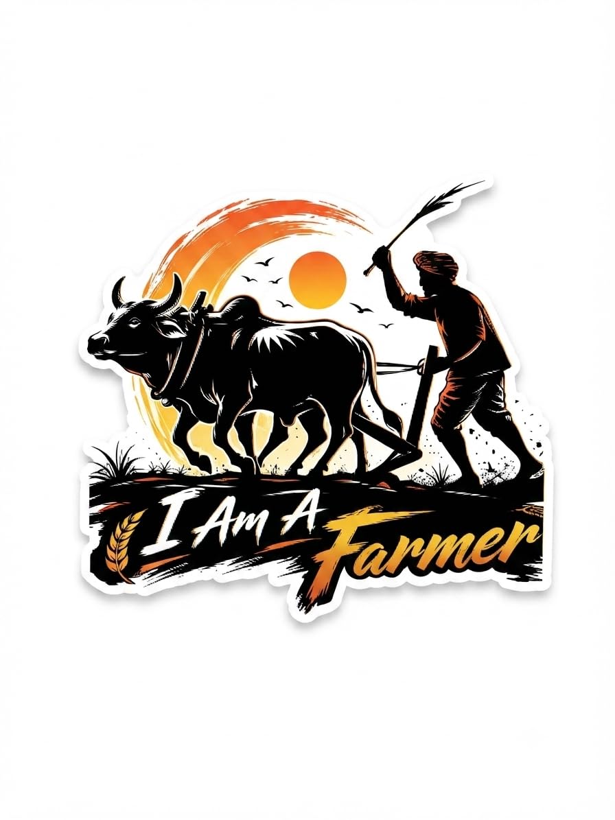 I Am a Farmer Vinyl Sticker for Bike Helmet 10.2x7.6 cm | Die-Cut Shape, For Scooters & Helmets, Small Surface Use, Compact Size, Farmer Graphic Design-image-6