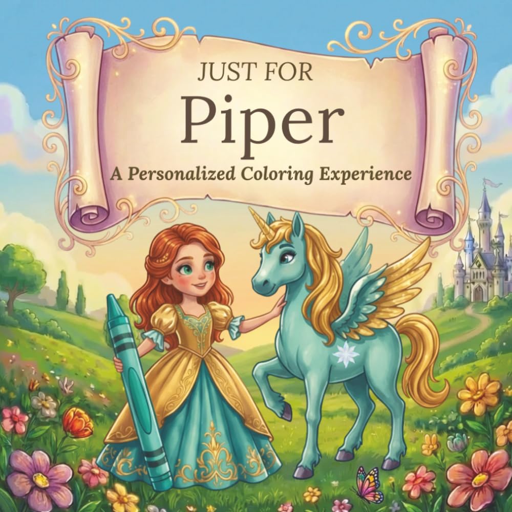 Just for Piper: A Personalized Coloring Experience: 50 total coloring pages | 28 coloring pages featuring Piper's name | 22 coloring pages themed for girls (Personalized Coloring Book Series)