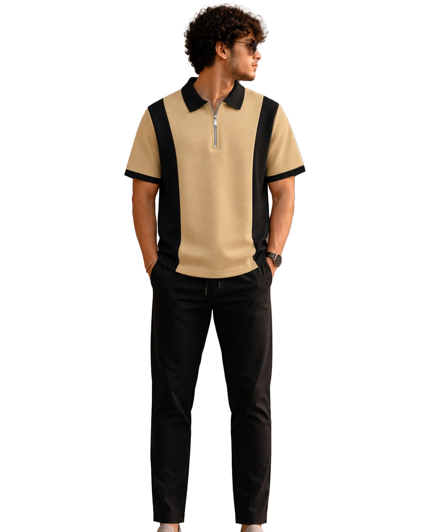 ausk Men's Premium Polo Co-Ord Set | Regular Fit Cotton Blend Polo T-Shirt & Track Pant | Casual Streetwear Outfit for Mens-picture-41