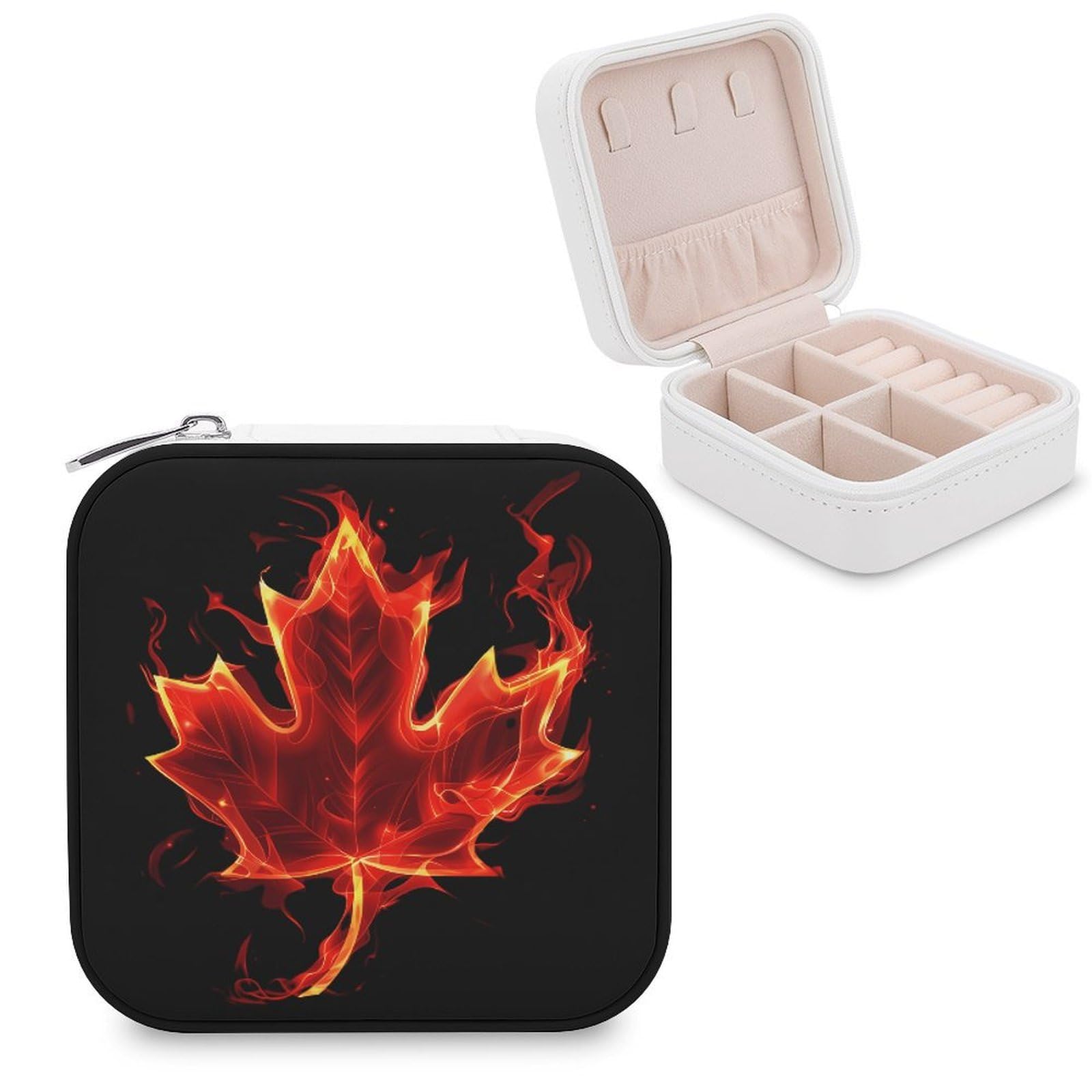 CUTJMDNGH Canada Flag Maple Flame Jewelry Box for Women Jewellery Case Organizer Storage Boxes Craft