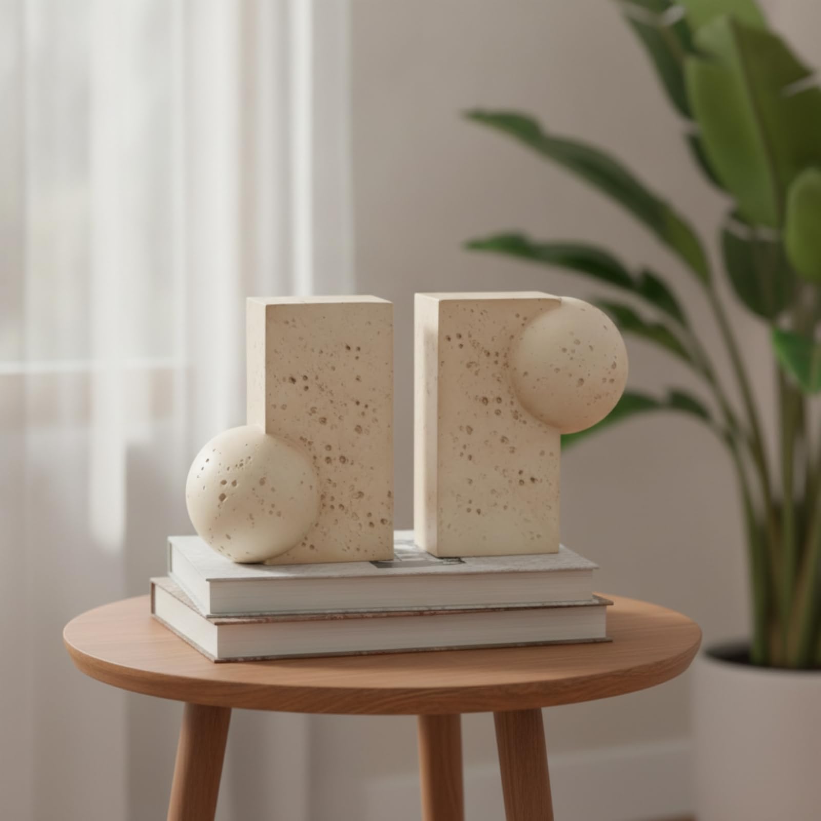 Qianly Fermalibri Geometrico Decorativo Reggilibri con Sfera Durevole Oggettistica per Mensole, Scrivania