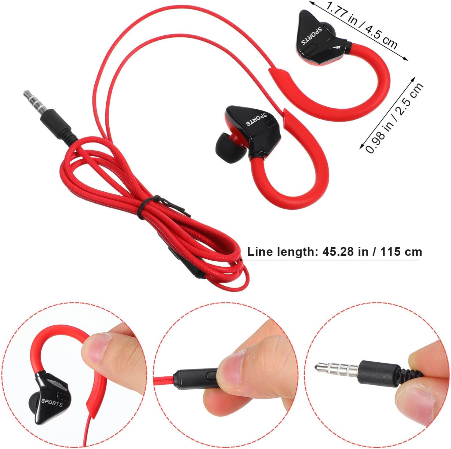 OSALADI Earphones with 3.5mm Plug Ear Hook Workout Headphones Waterproof Running Earbuds Lightweight in-Ear Earphone Pair for Cycling Hiking Climbing 1 Pair image 2