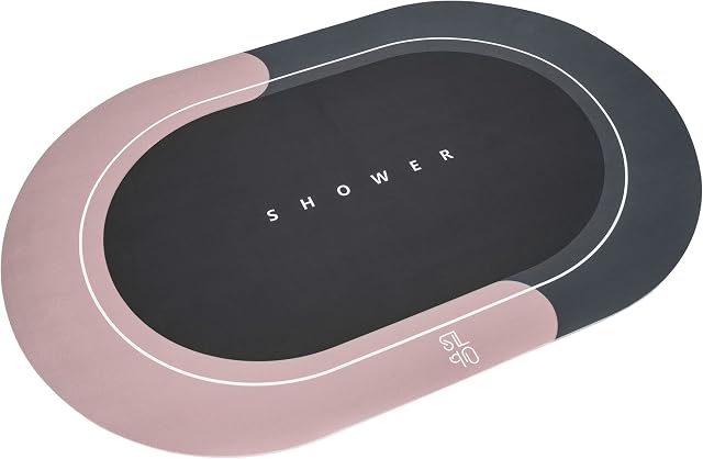 Simply Originals Bath Mat - Super Absorbent Rug - Non-slip - Anti-Bacterial - Shower Mat - Easy to Clean - Bathroom Accessory - Pink (50x80cm), Grey