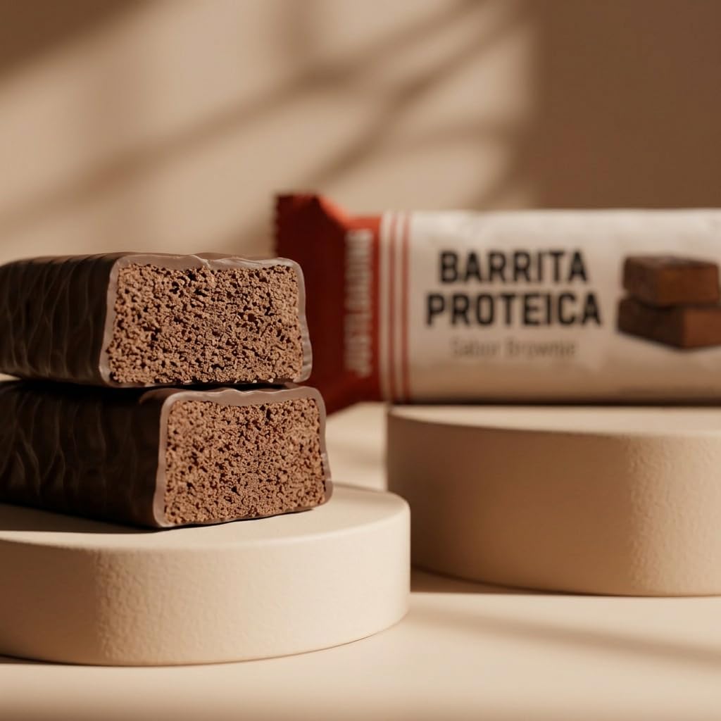 JUSTLOADING Barrita Proteica Brownie Chocolate Negro, 35 unidades x 27g