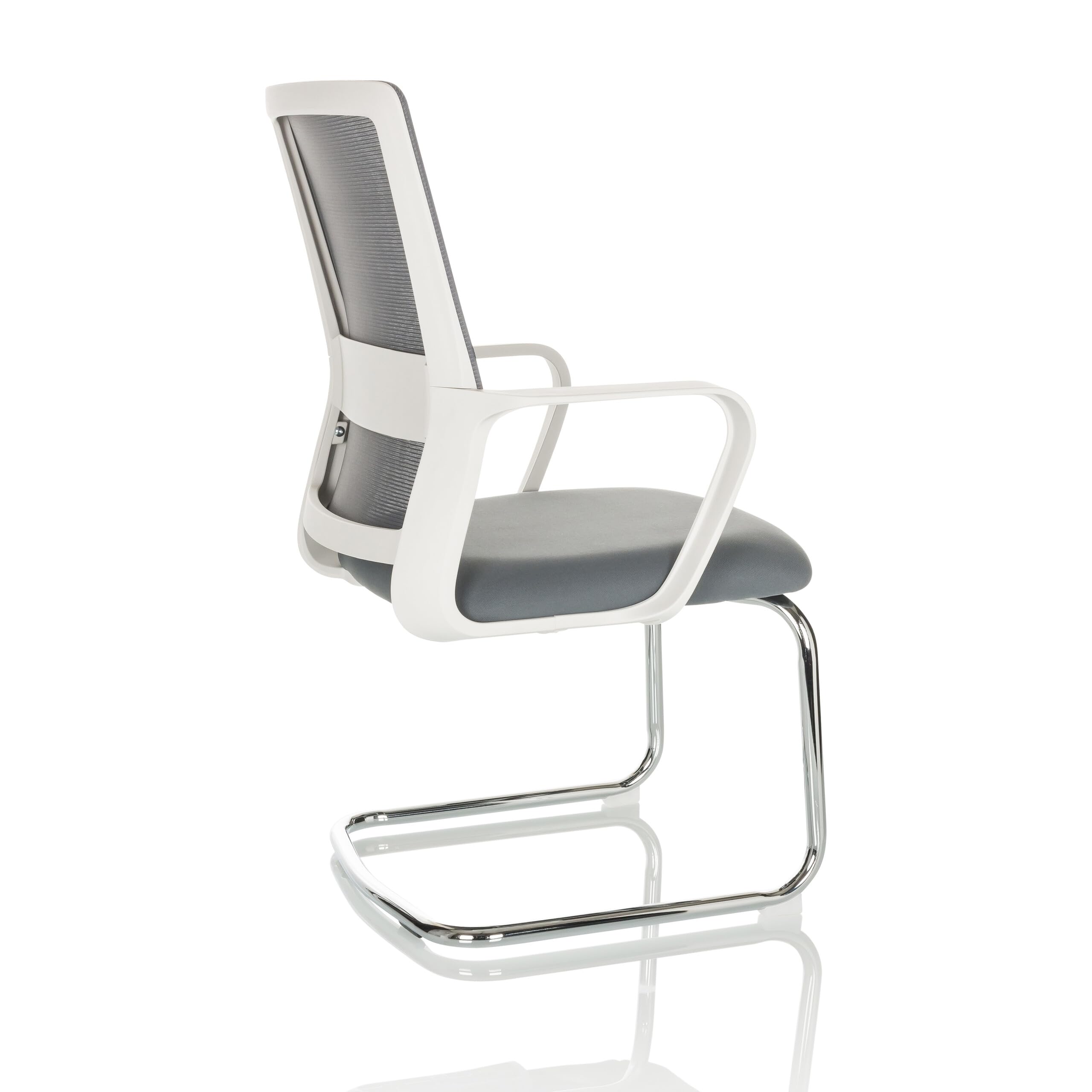hjh OFFICE Freischwinger Stuhl Visiter W Stoff/Netzstoff Stuhl Besucherstuhl mit Lordosenstütze, ergonomisch, Grau, 729442