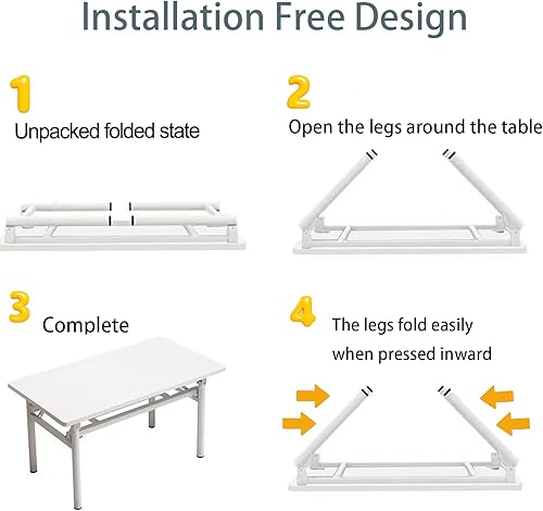 Miniatura 7 de Pequeño escritorio plegable sin montaje, escritorio plegable para computadora de 31.5 pulgadas, mesa plegable pequeña para oficina en casa.