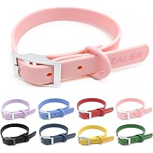 ZALER Waterproof Dog Collar, Adjustable Odor Proof Dog Collars Easy to Clean, Soft Comfortable Pet Collars for Large, Medium Small Dogs Pink, SLength8.6-12.6; Width0.75