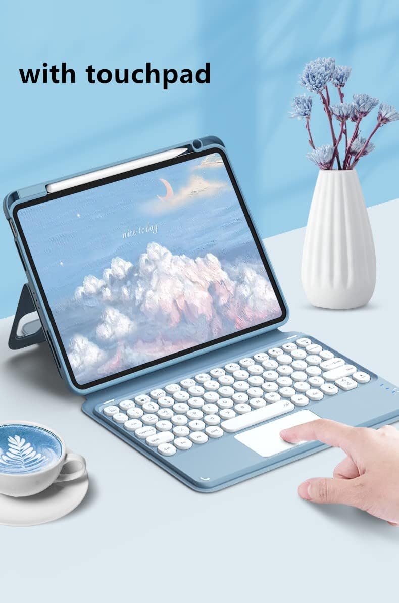 iPad 9 8 7 iPad 10.2'' 9th 8th 7th Gen/ Air3 Pro10.5'' Keyboard Case Touchpad Horizontal/Vertical Kickstand Magnetic Detachable BT Keyboard Transparent Back Cover (iPad10.2''/10.5'', Dark Green)