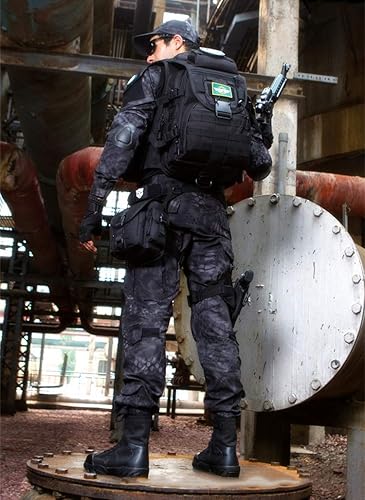 Vista 12 de UNISTRENGH 40L táctico militar Molle mochila agua y abrasión resistente al aire libre caza trekking bolsa, Negro -, Mochilas Daypack