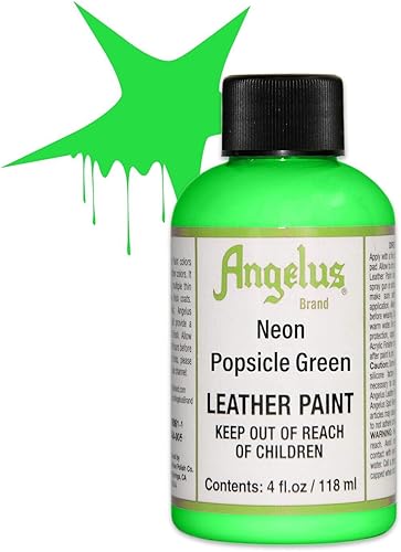 Miniatura 2 de Angelus Neon-4 oz Leather Paint, Popsicle Green