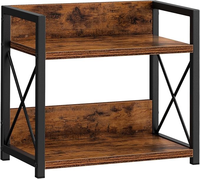 Image of OXMIC 2-Tier Countertop Organiser, Brown, Engineered Wood, Matte Finish, Modern Style, 32x21x15 cm, Lightweight