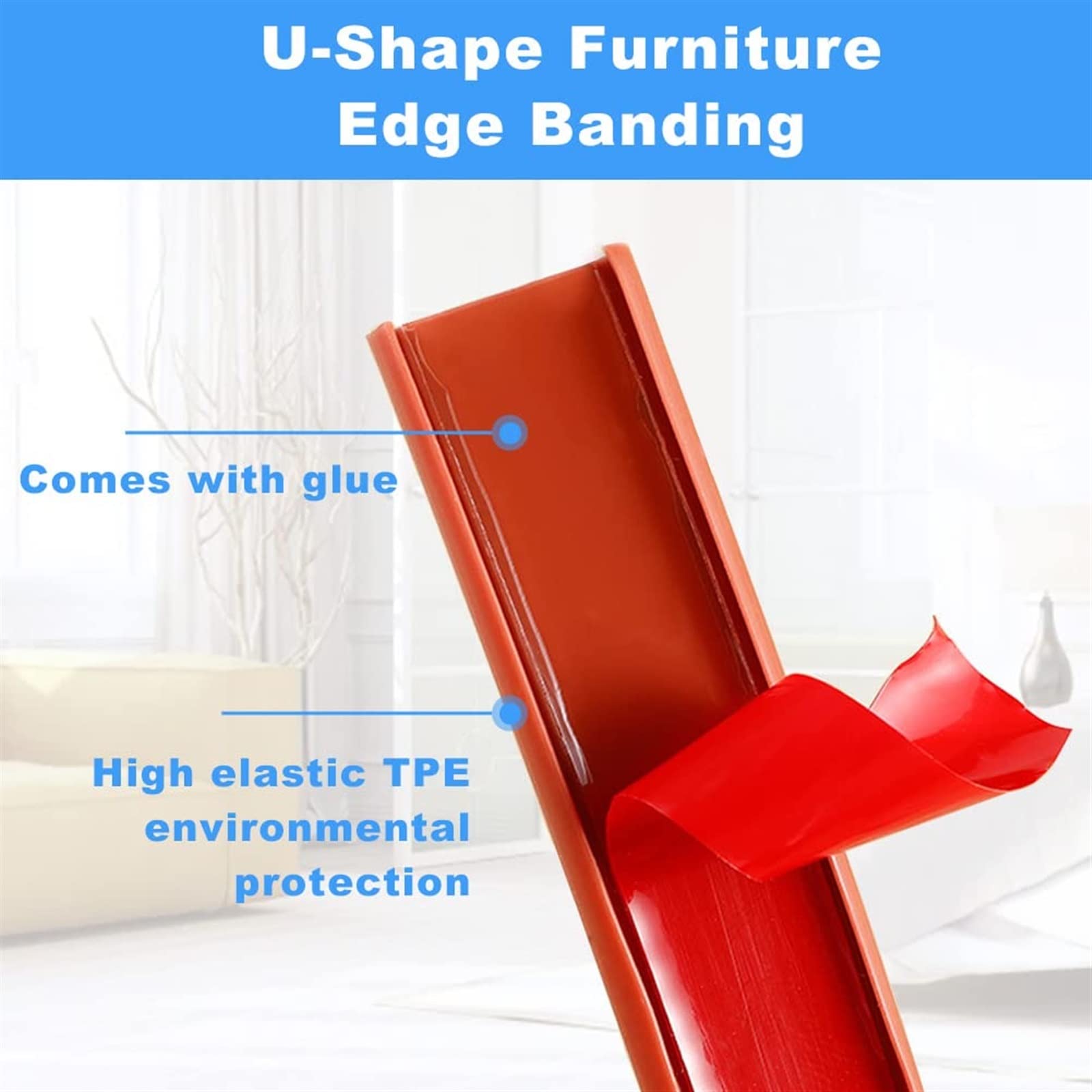 /118/9.8FT U Forma Autoadesivo Impiallacciatura Bordo Banding, Flessibile Mobili Bordo Trim, TPE Silicone Copertura Striscia Sigillante Pannello di Legno, Protezioni Angolari, per