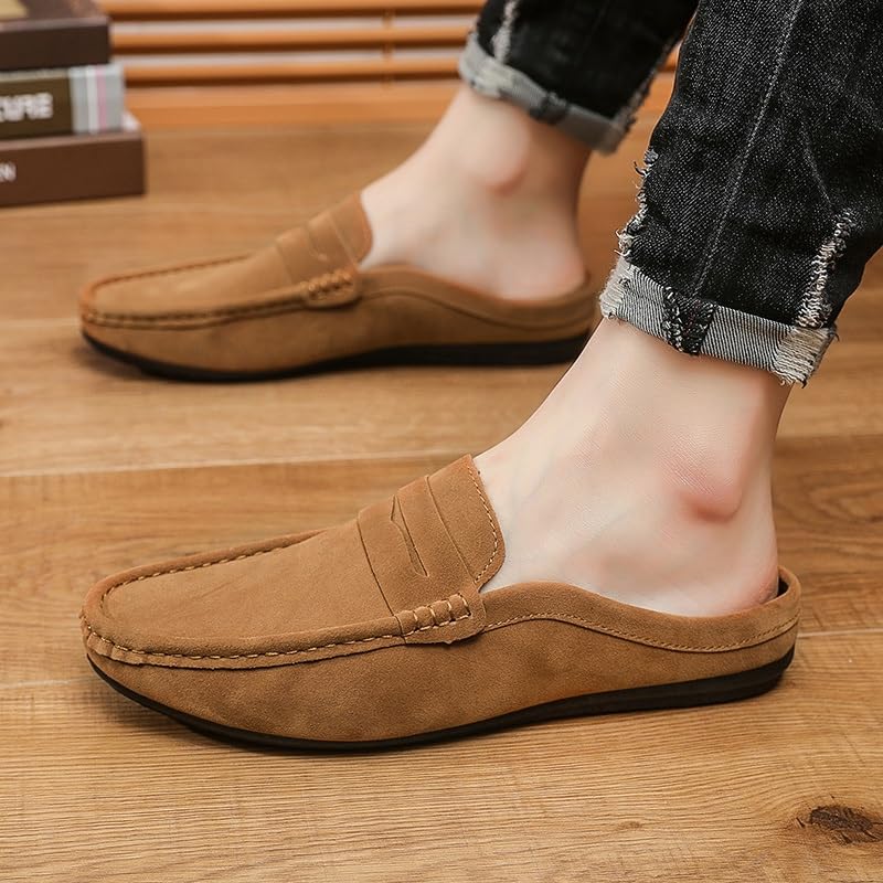 Men's Loafers Round Toe Suede Vamp Penny Half Loafers Shoes Slip Resistant Lightweight Flexible Walking Slip-on3