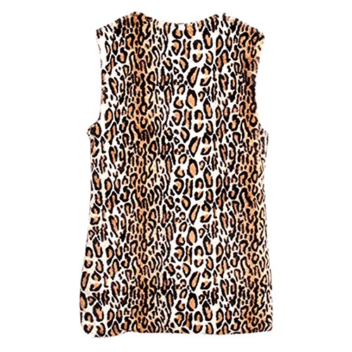 Jj Store Womens Faux Fur Vest Coat Sleeveless Waistcoat Leopard Print Outwear #TOP3