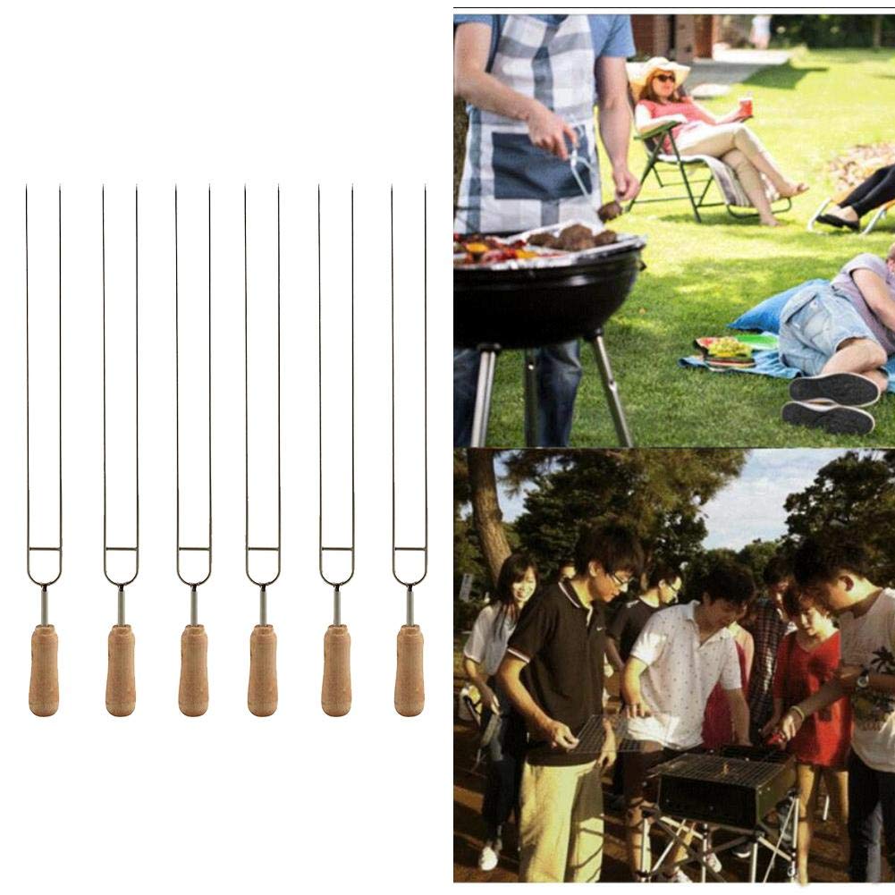 Durevole 6PCS Acciaio Inossidabile a Forma di U Barbecue Brasatura Forchetta Ago Barbecue Spiedini per Grigliate Spiedino in Metallo Doppi Fori Strumenti per Barbecue per Barbecue da Giardino all'ap